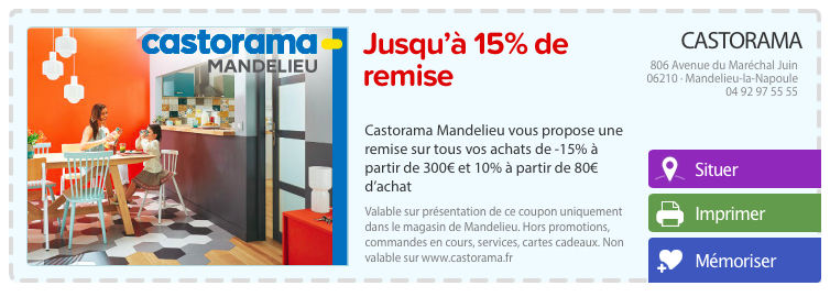 coupon reduction magasin Castorama