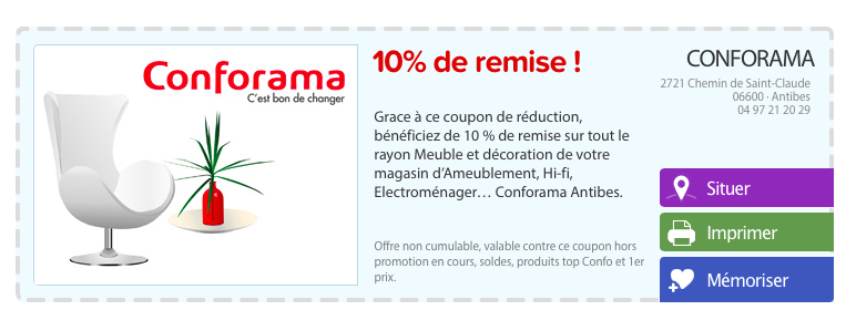 Promotion -10% meubles conforama 