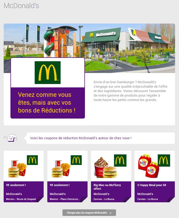 Coupon reduction Mcdonald's